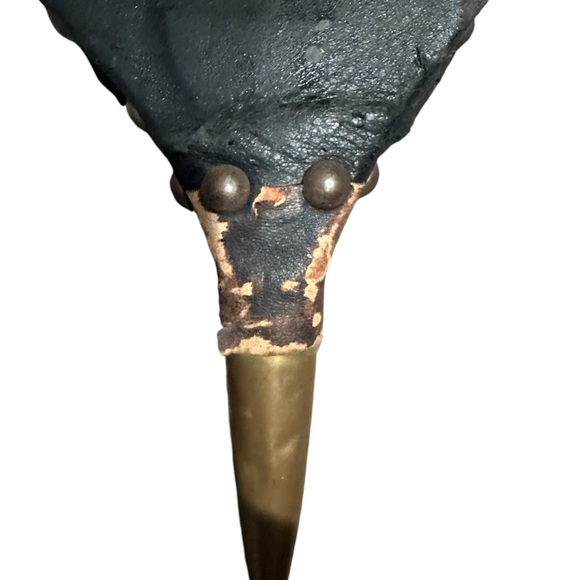 Antique Fireplace Dutch Bellows Copper Hammered Medieval Scene Wood/Leather - Picture 3 of 6